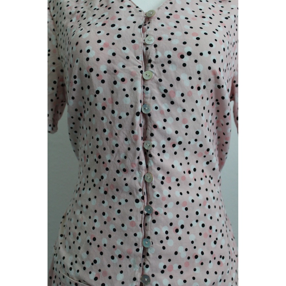 VTG Pink Polka Dot 2 Piece Set Button‎ Front Top & Maxi Skirt Women's Small - Picture 5 of 16